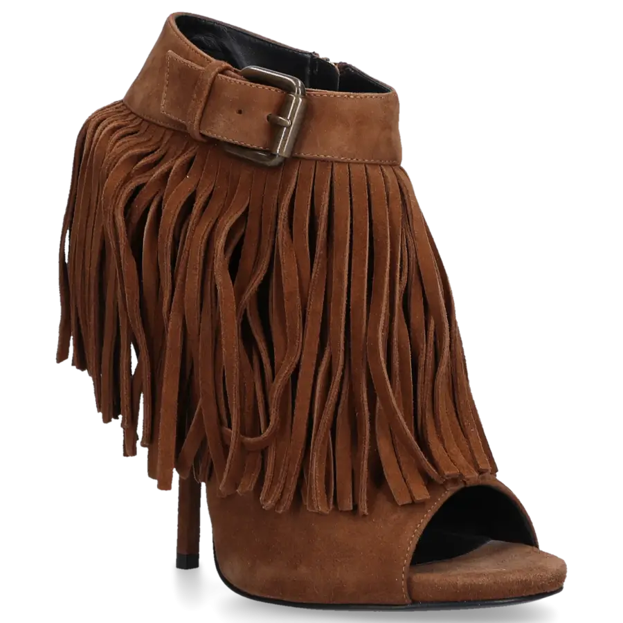 Giuseppe Zanotti - High Heels Veloursleder Fransen Zierschnalle braun - braun