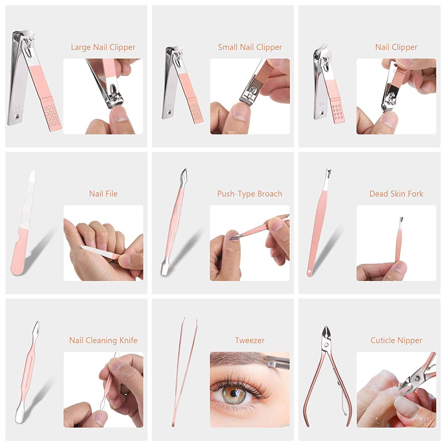 MORRENT Maniküre-Pediküre-Set Nagelknipser Set, 18-teiliges Maniküre Pediküre Set, Nagelpflege Kit