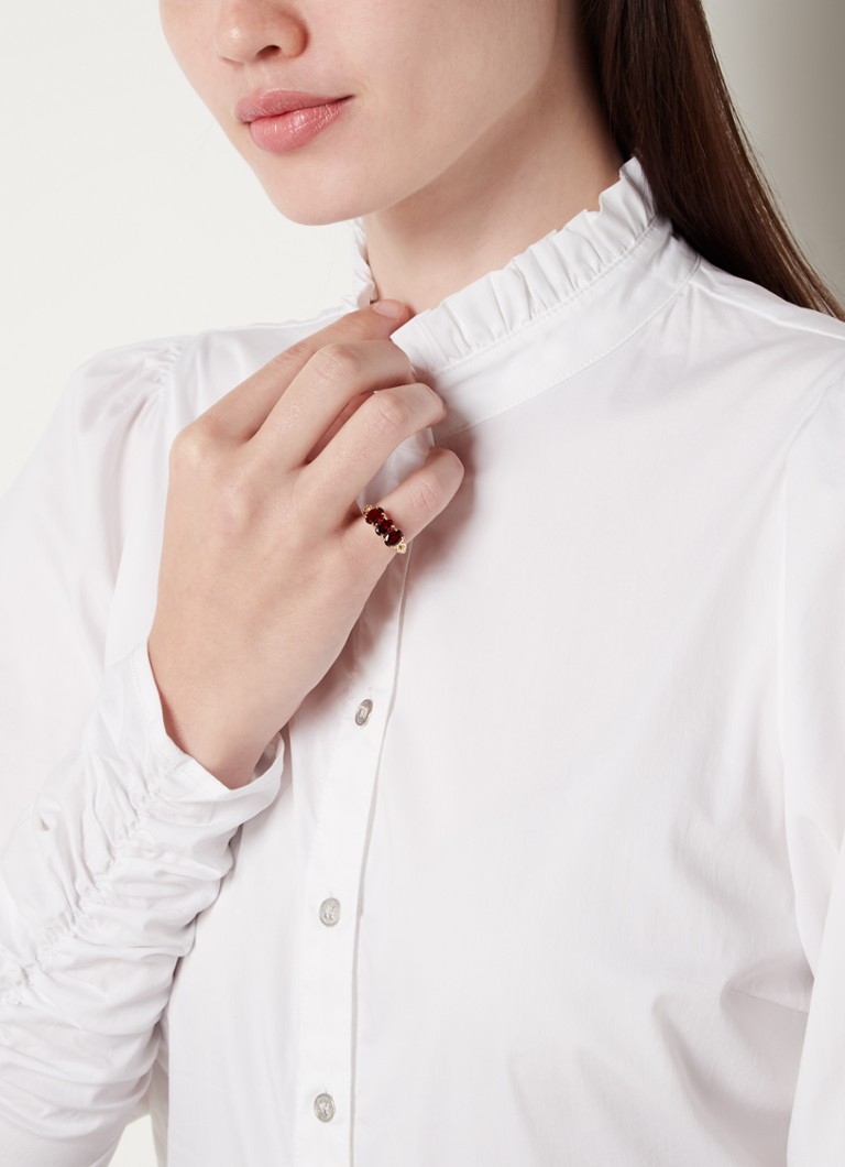 Anello Anna + Nina Rose Garnet in oro giallo 14 carati con granato