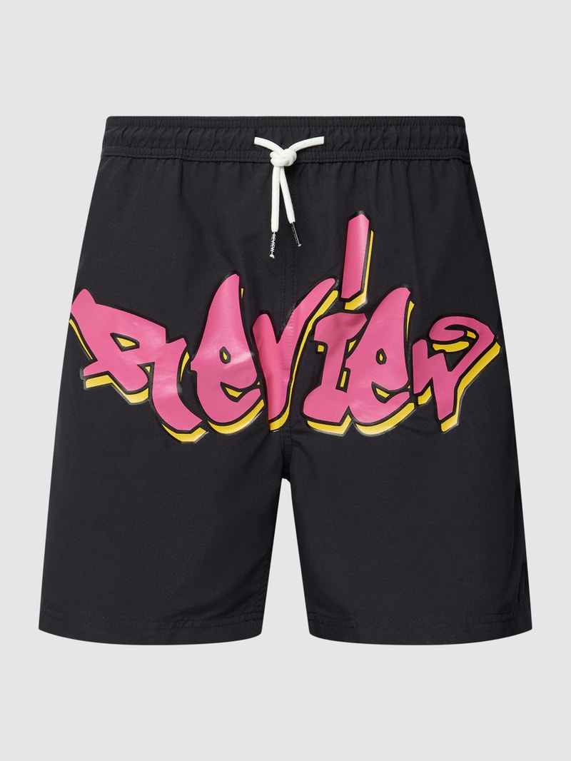 Badehose mit Label-Print in schwarz