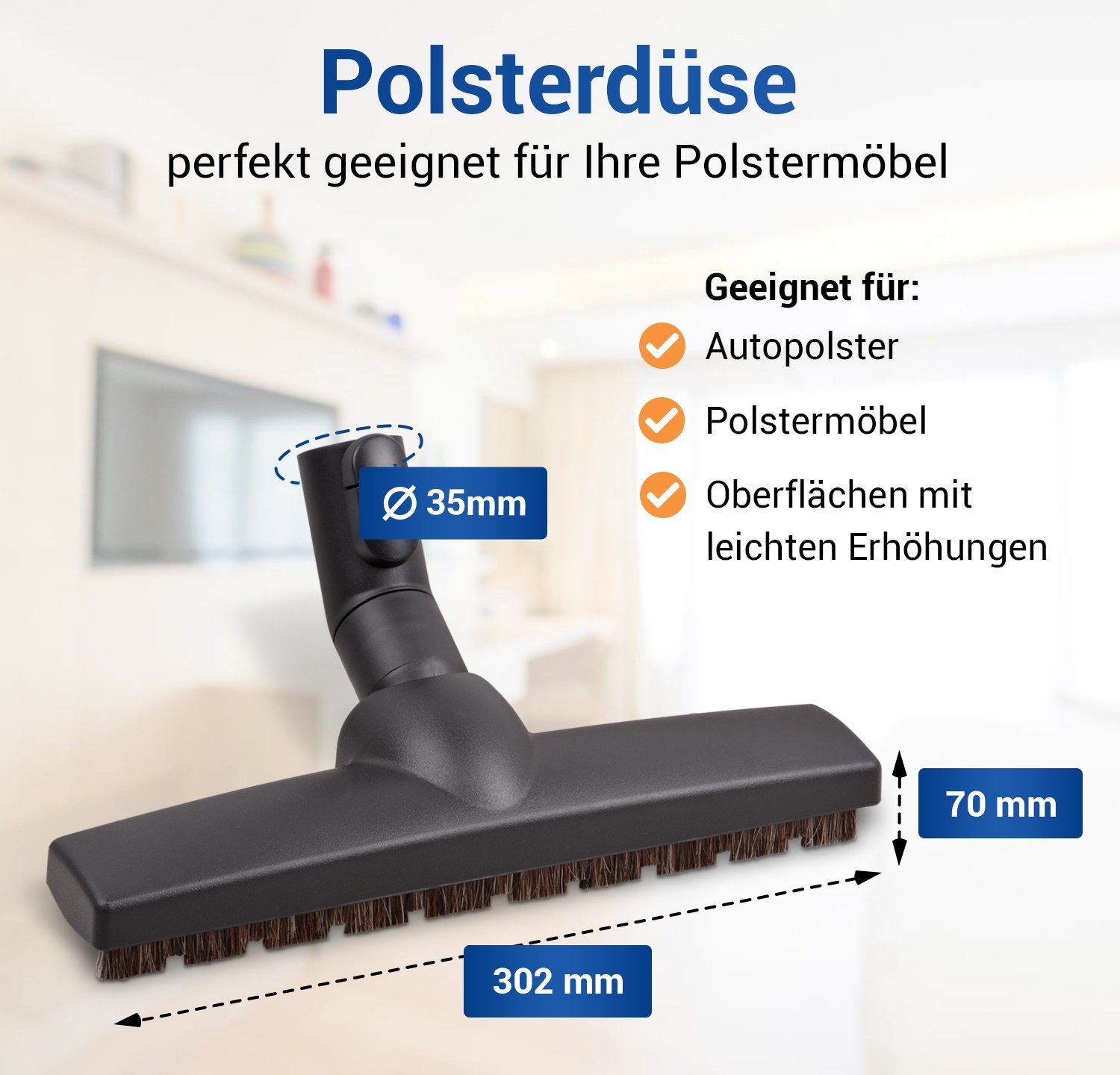 VIOKS Bodendüse Hartbodendüse Ersatz für Miele 7155710 SBB300-3, Zubehör für S141, S143, S144, S 100 - S 195, Classic C1, Compact C1 - C2, Complete C1 - C3, für 35mm Rohr-Ø Einrastsystem