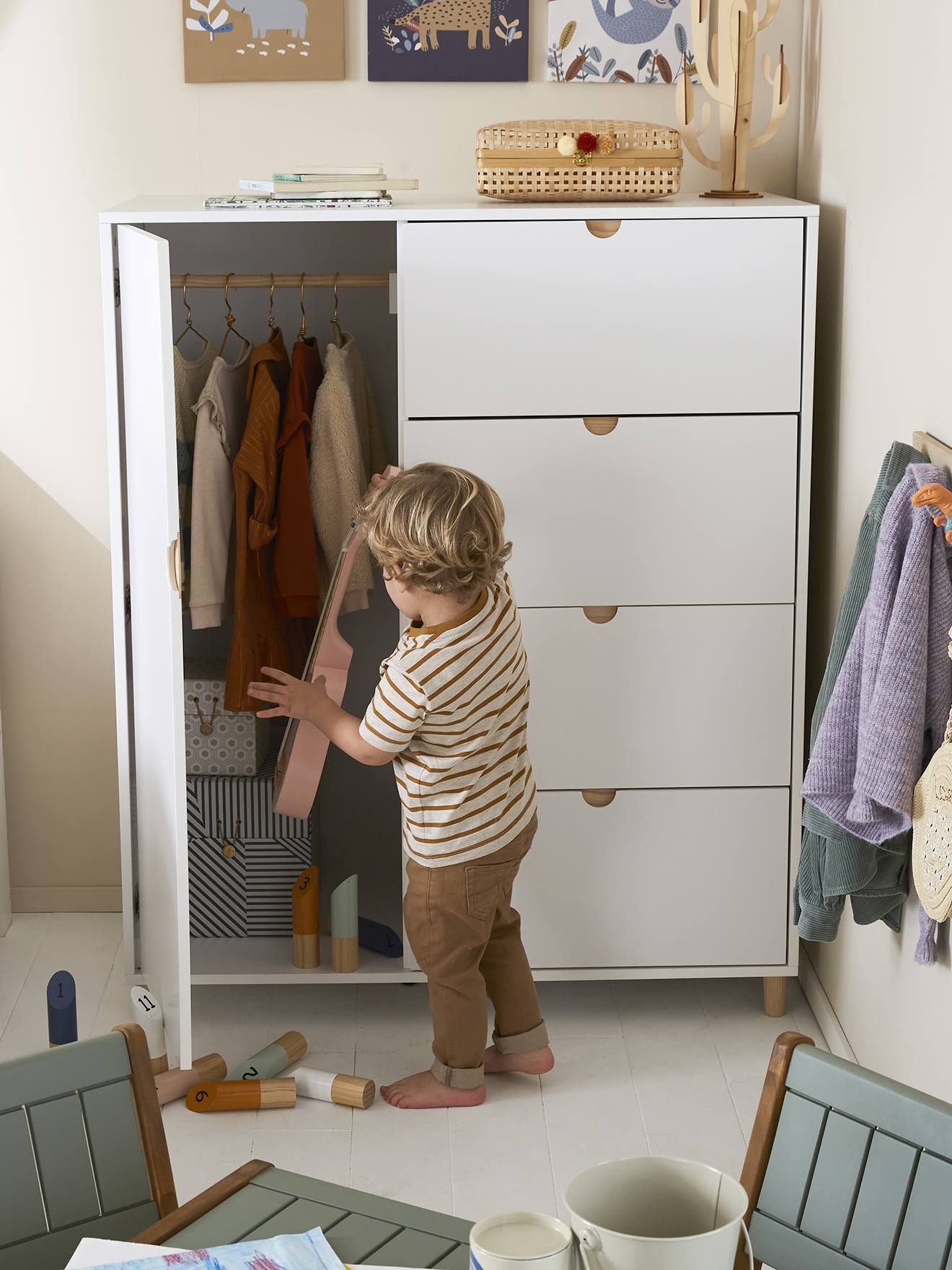 Vertbaudet Hohe Kinderzimmer Kommode SMILE, 4 Schubladen - weiß