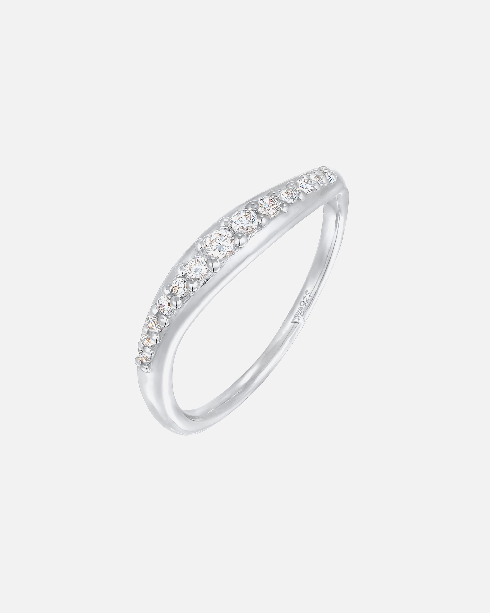 Boucles d'oreilles élégantes et incurvées de la marque Elli pour femmes, ornées de cristaux de zircone cubique et réalisées en argent sterling 925.