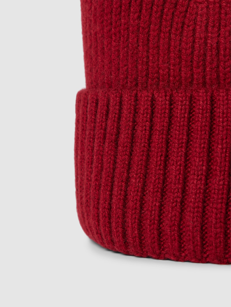Beanie mit Kaschmir-Anteil in dunkelrot meliert