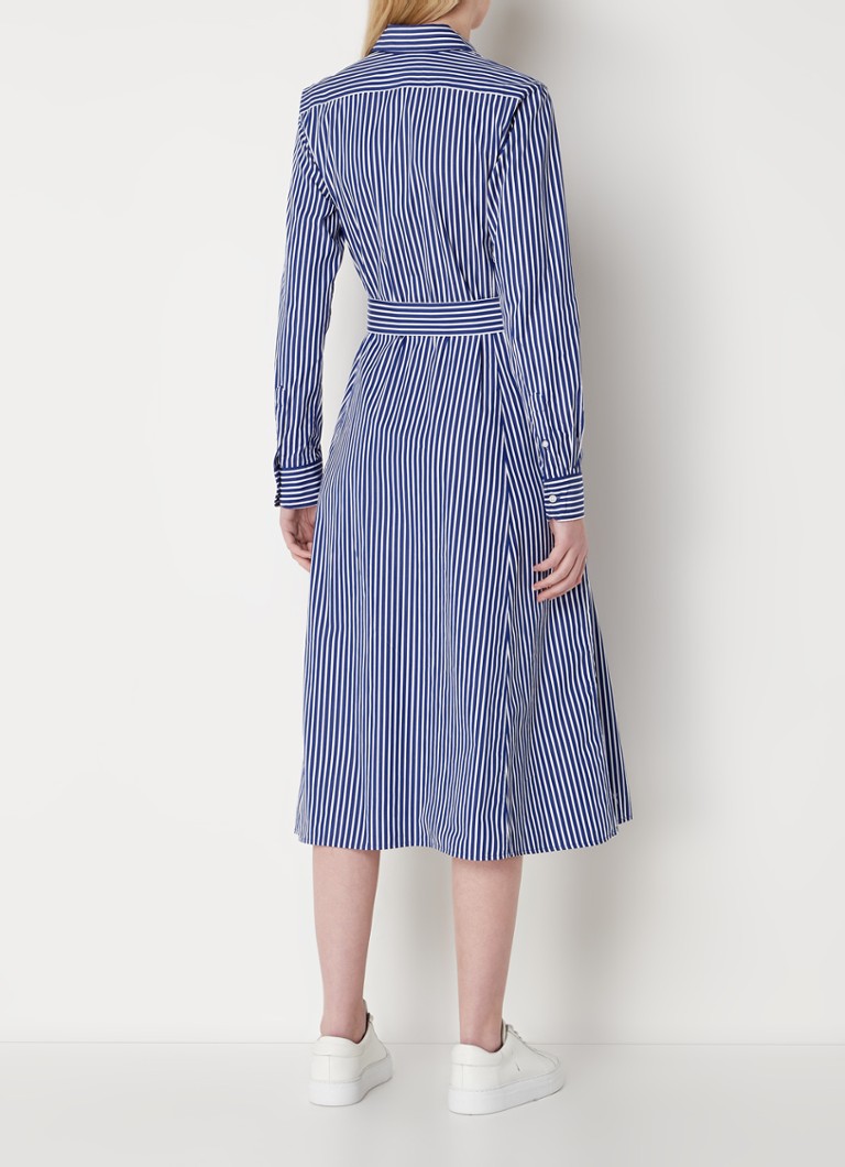 Vestido camisero midi de Ralph Lauren con cinturón de lazo y estampado de rayas.