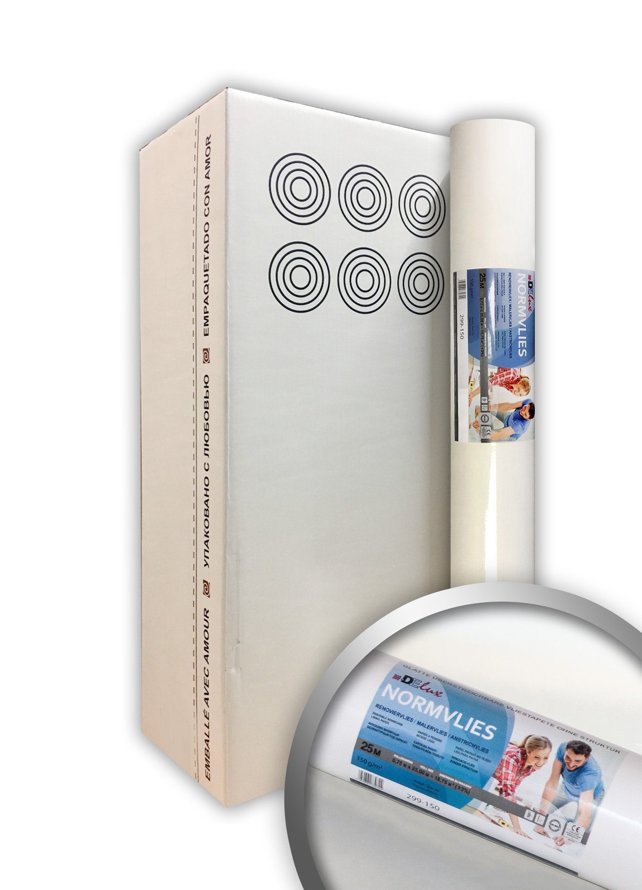 Profhome Vliestapete 299-150-6-O, glatt, matt, einfarbig, unifarben, (Renoviervlies Glattvlies Malervlies, 150 g/m2, 1 Karton mit 6 Rollen / 112,5 m2 weiss), Reparaturvlies Anstrichvlies glasfaserfrei, atmungsaktiv, rissüberbrückend, überstreichbar
