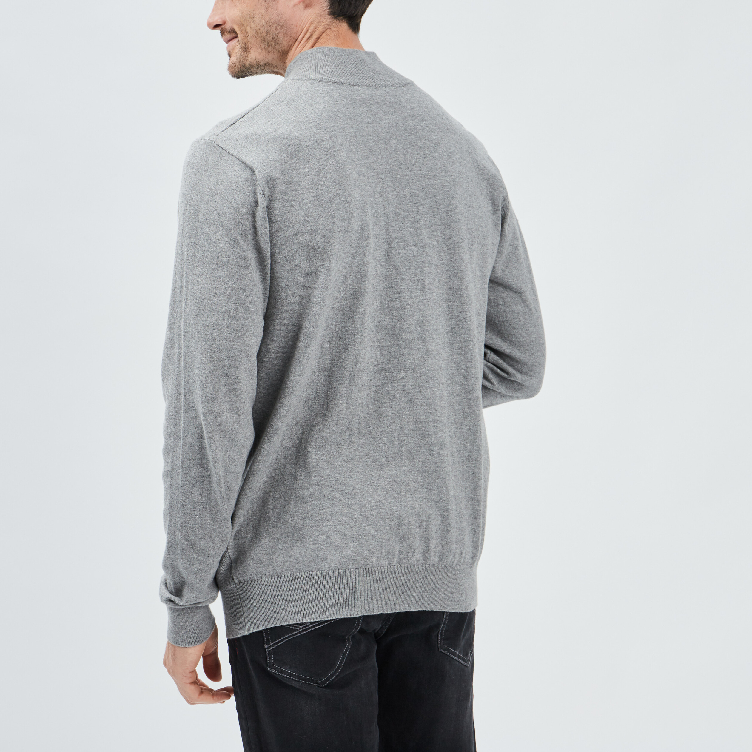 Pull camionneur col montant gris clair homme | La Halle