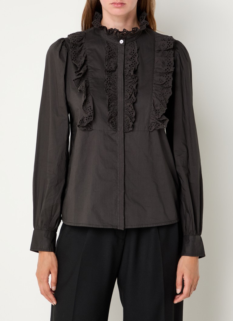 Antique Batik Charlotte blouse with embroidery and puff sleeves