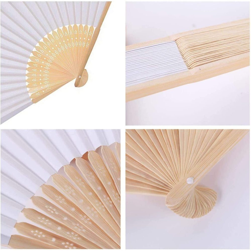 Jormftte Handfächer Herzförmiges Weiß Faltbar Fächer Hochzeit Papierfächer, (Passen, 12PCS), Einfach zu erweitern