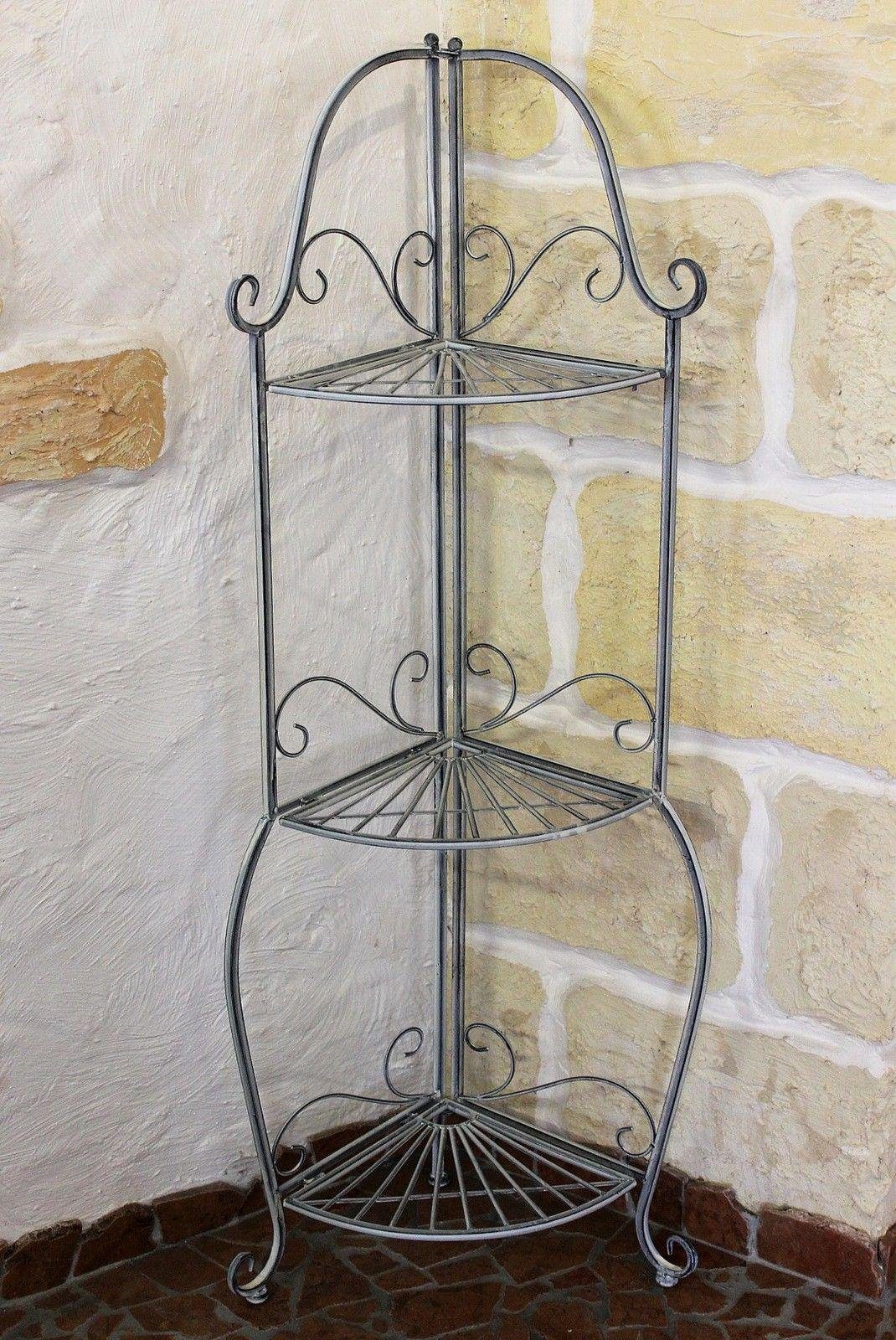 DanDiBo Eckregal Eckregal Romance 20113 Regal aus Metall 125 cm Badregal Antik Grau Küchenregal