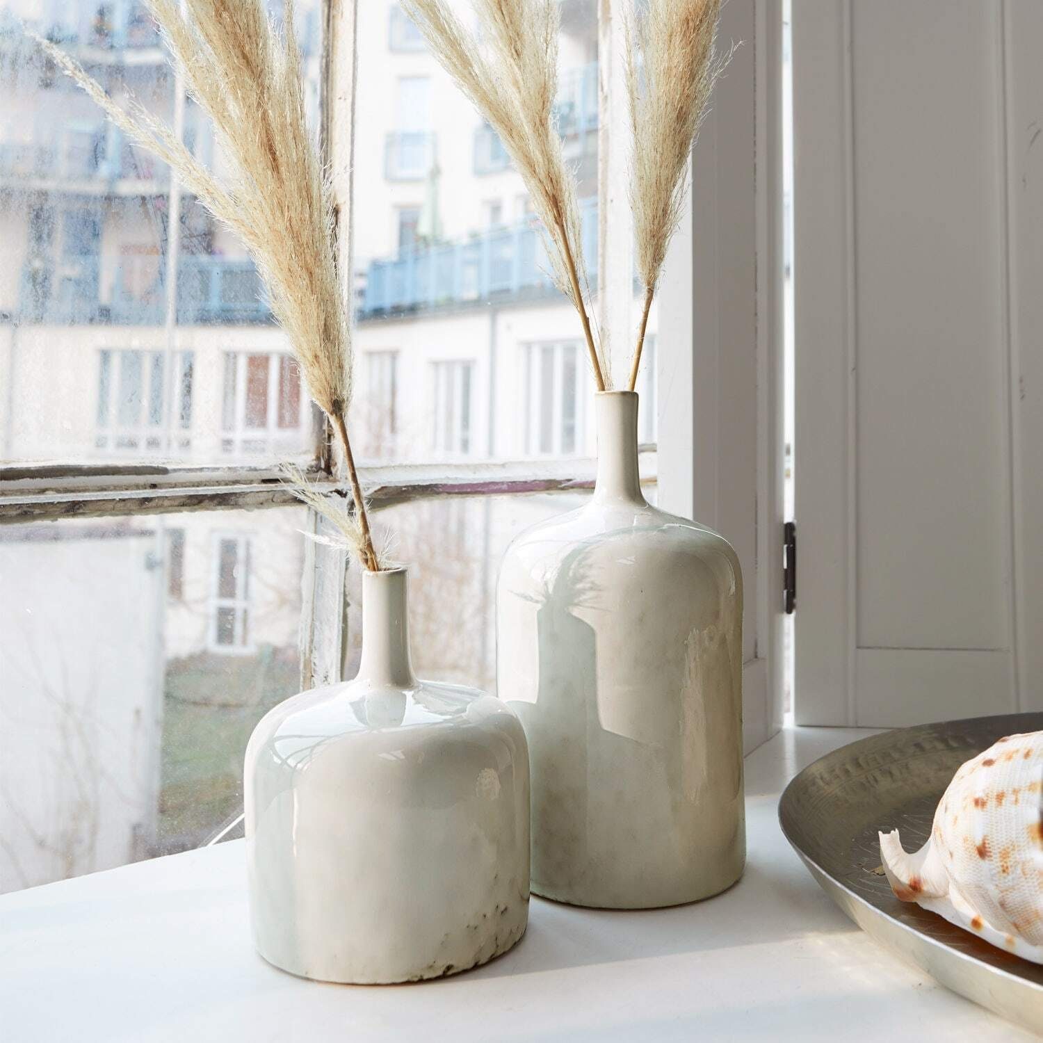 Mirabeau Tischvase Vase 2er Set Kurys creme