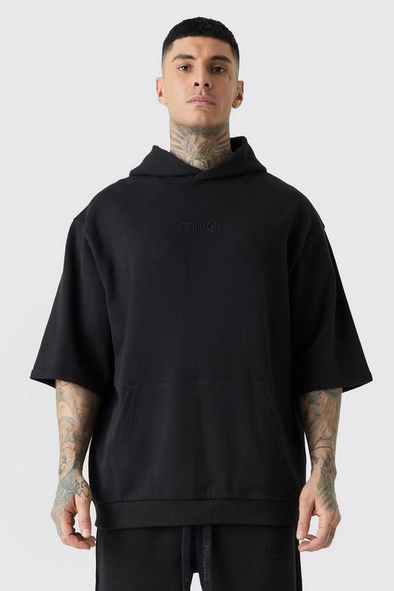 Tall kurzärmliger Oversize Hoodie mit Edition-Print