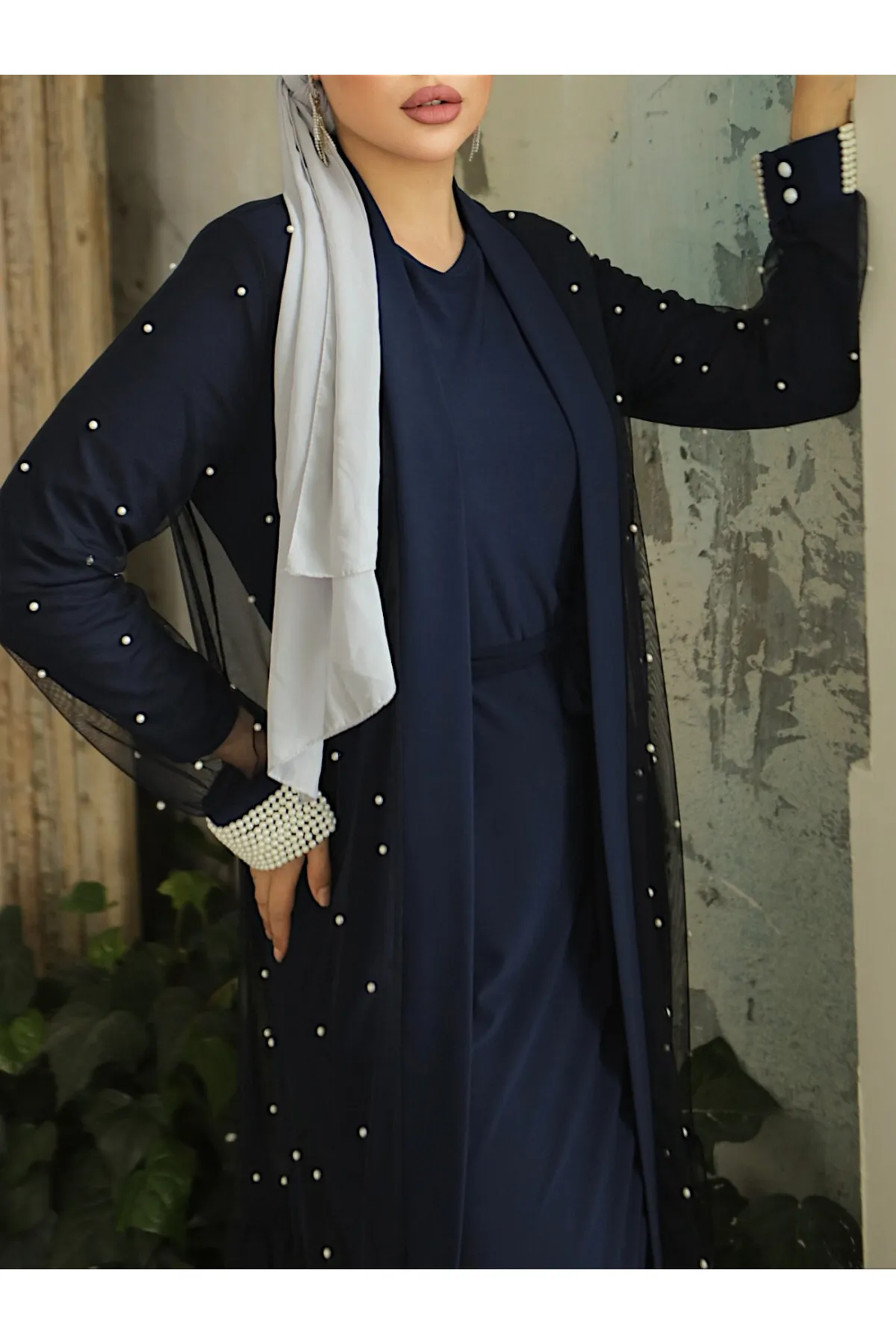 Modamorfo  Doppeltes Abaya-Set mit Perlen