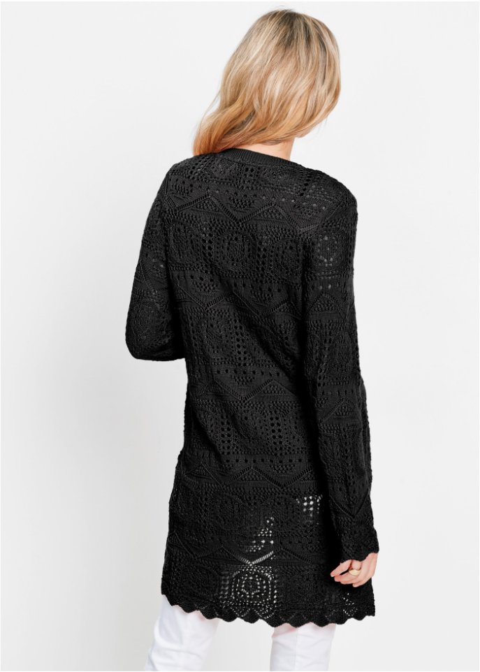 Ajour-Longstrickjacke