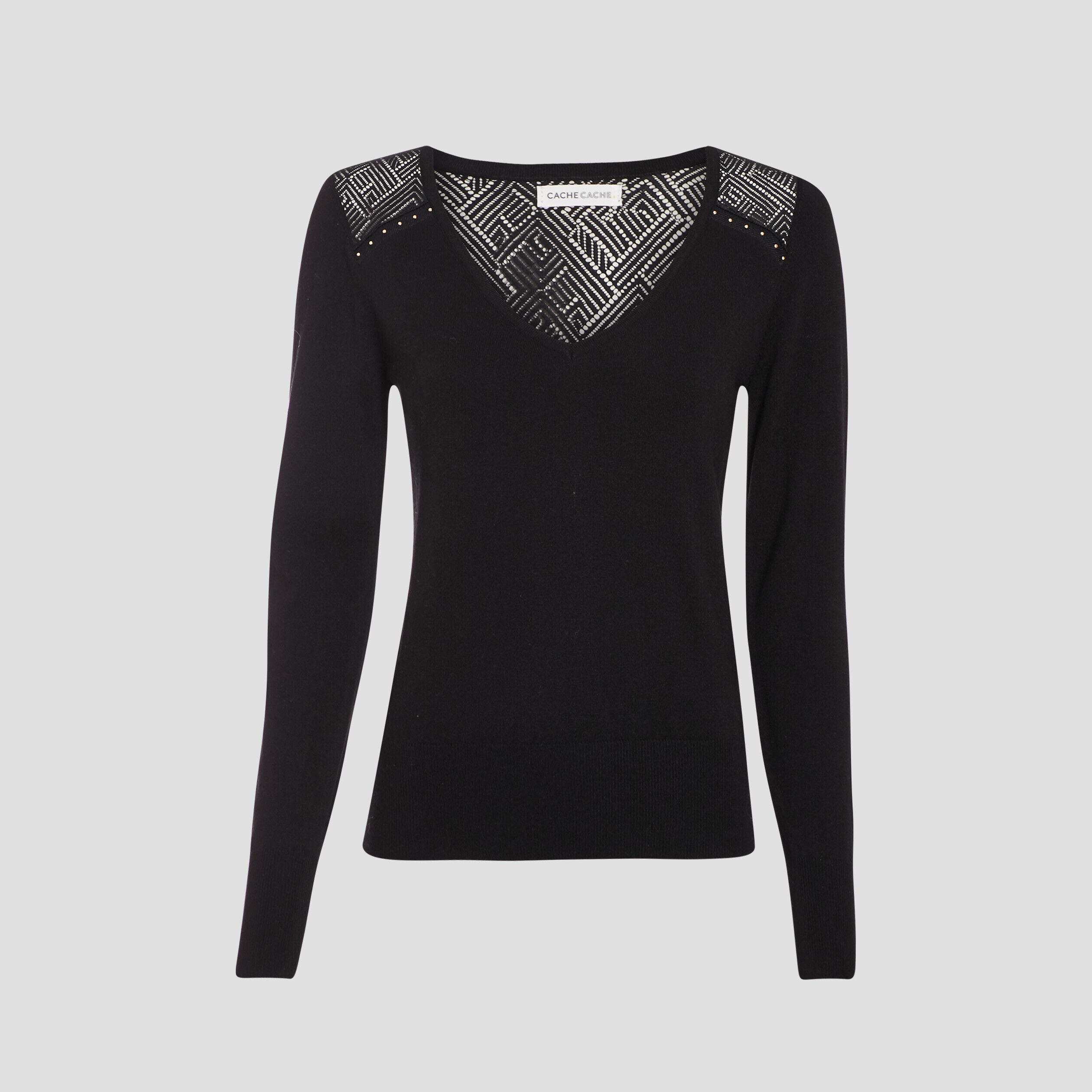 Pull avec dentelle noir femme | Cache Cache