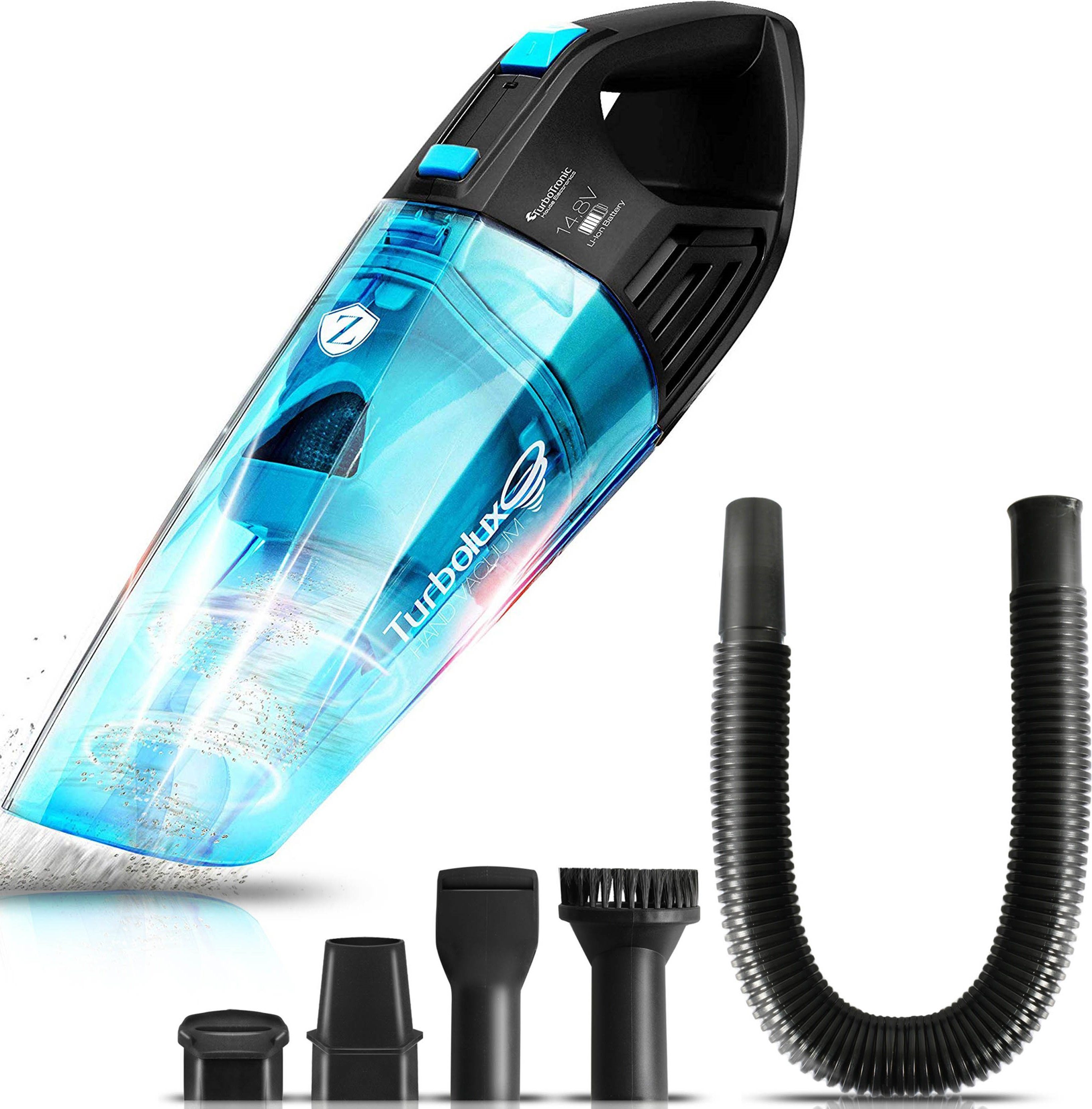 TurboTronic by Z-Line Handstaubsauger 4kpa, 20 Min. Laufzeit, ultra-Leichtgewicht Boden Staubsauger, 100 W, beutellos, kabelloser Sofa Couch Tisch Handsauger mit Ladestation