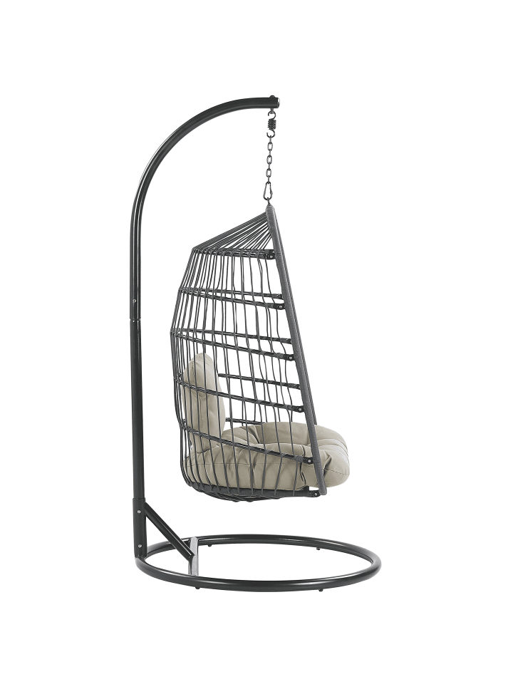 Beliani Hängesessel ALLERA in Schwarz/Grau - (W) 102 x (H) 199 x (L) 102 cm günstig kaufen onesize