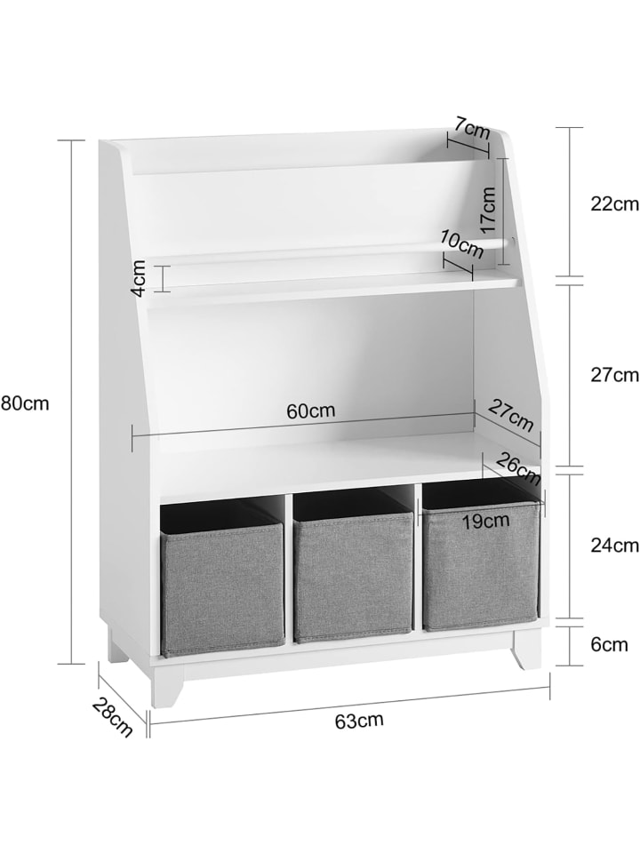 SoBuy Bücherregal in Weiß - (B)63 x (H)80 x (T)28cm günstig kaufen onesize