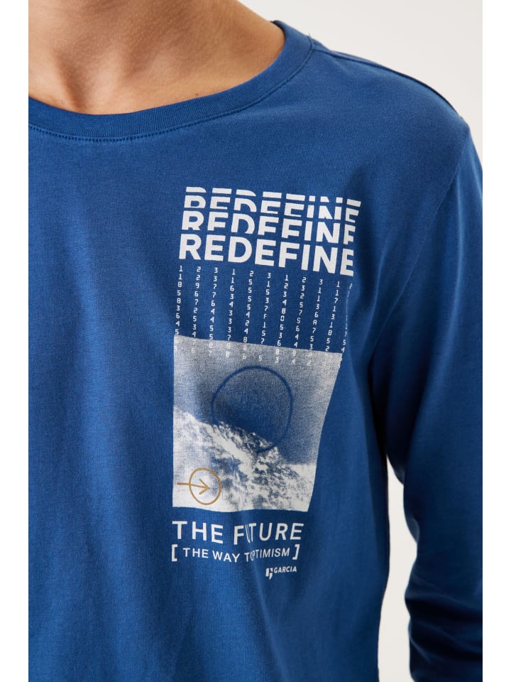 Garcia Langarmshirt mit Print in dew blue günstig kaufen