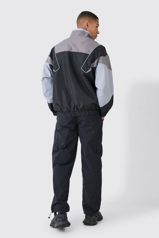 Colorblock Regenjacke mit Reißverschluss