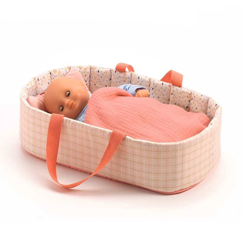 Couffin Pink Lines pour poupon 30 cm Djeco