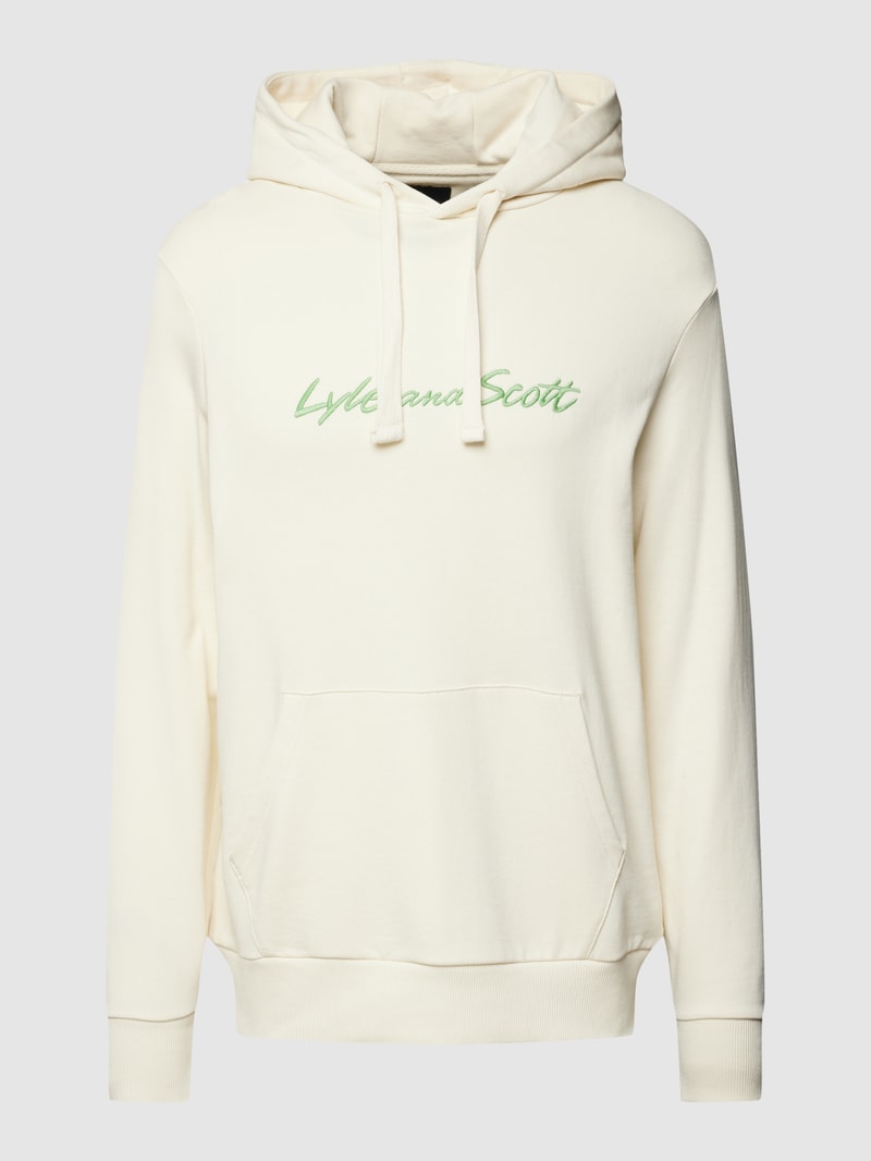 Hoodie mit Label-Stitching Modell 'Archive Embroidered' in offwhite