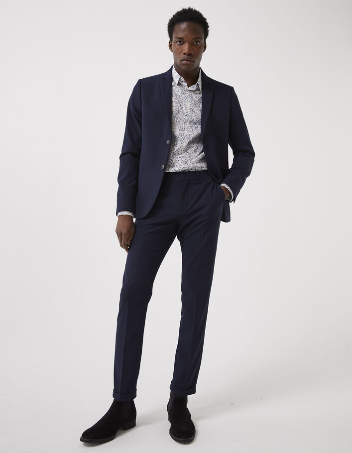 Pantalon de costume SLIM marine Seersucker Homme