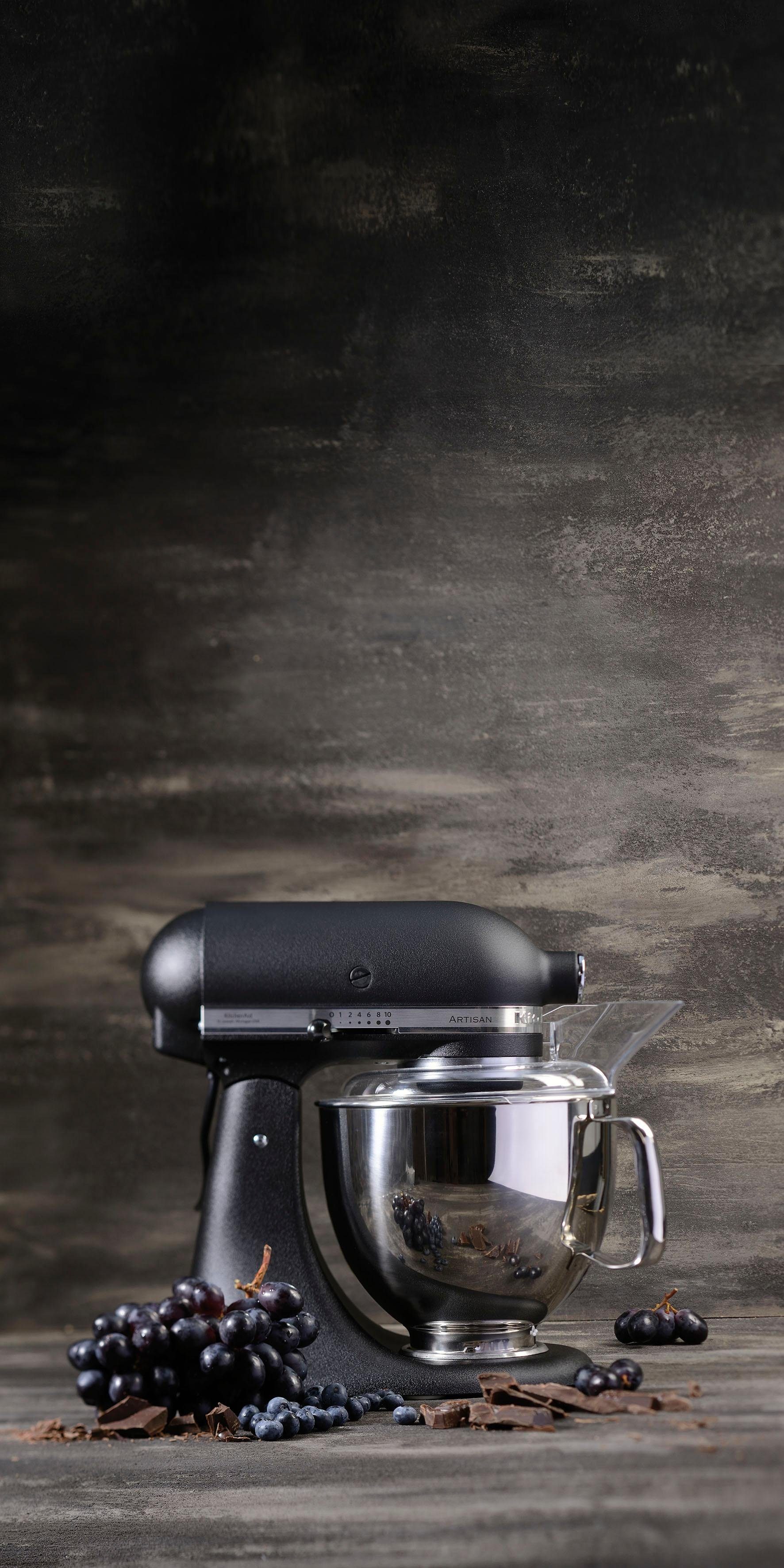 KitchenAid Küchenmaschine 5KSM175PSEBK GUSSEISEN SCHWARZ, 300 W, 4,8 l Schüssel, Gratis Wasserkocher, 2. Schüssel, Flexirührer (Wert ca. 347,-UVP)