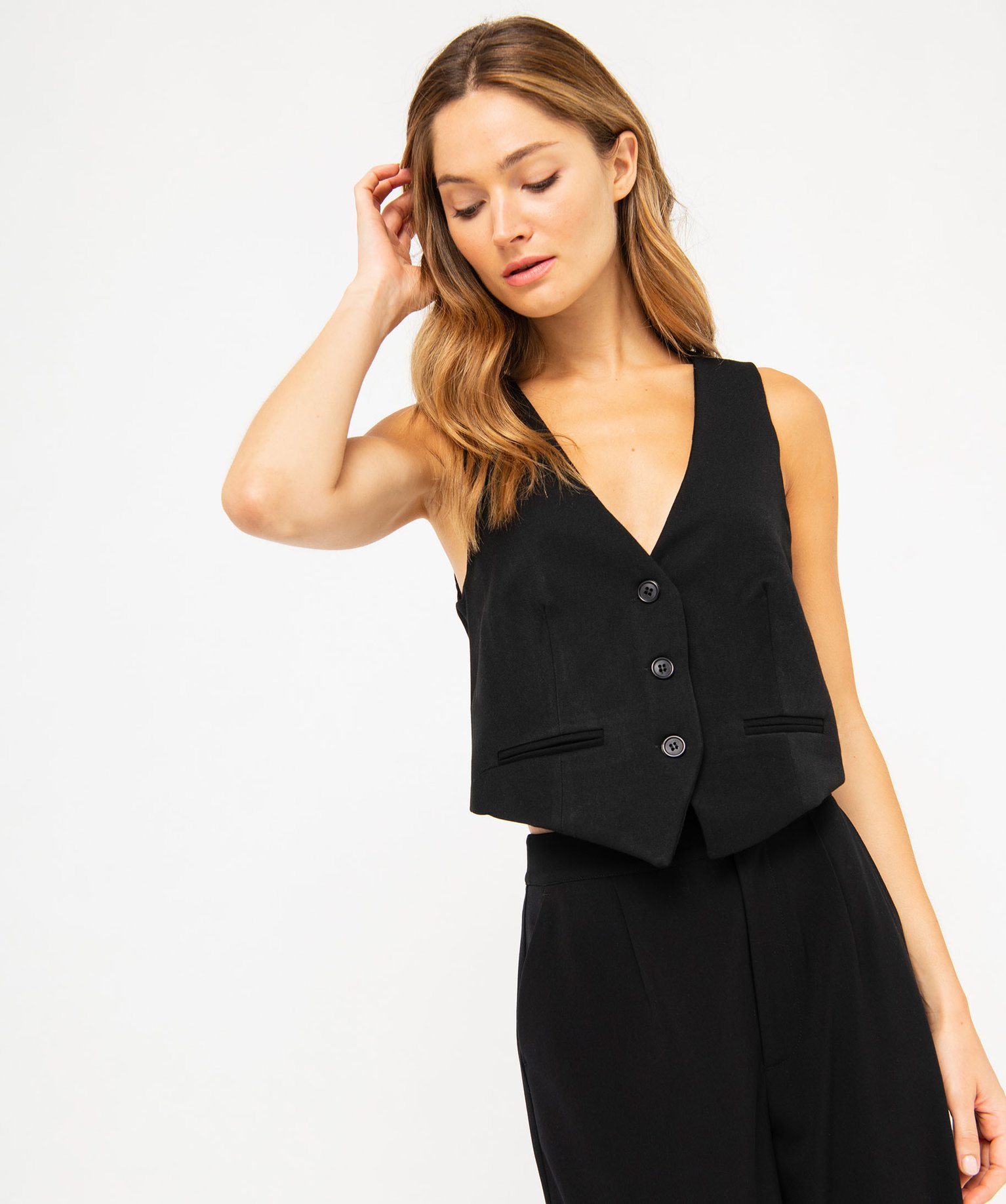 Gilet de costume femme noir | GEMO