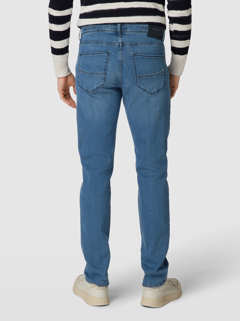Straight Fit Jeans mit Label-Patch Modell 'Cadiz' in blau