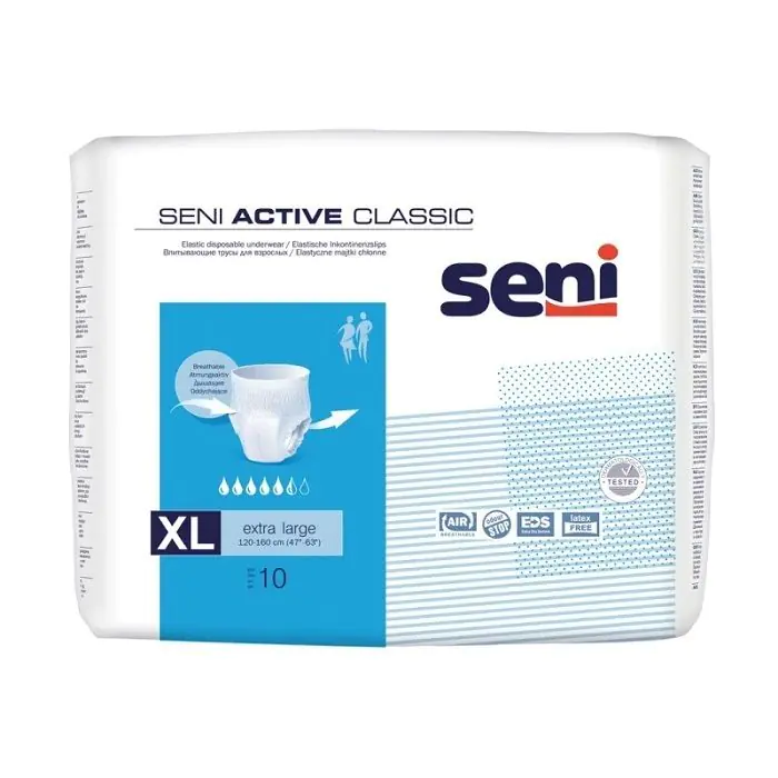 Seni Active Classic elastične upijajuće gaćice 120-160 cm ekstra velike