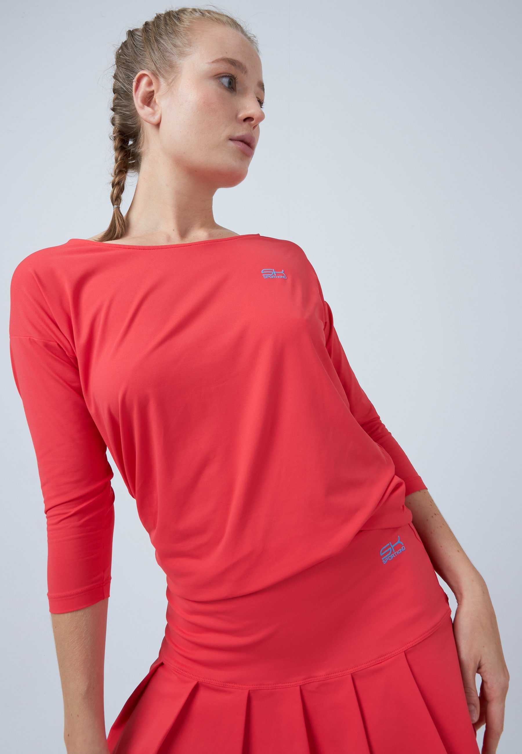 SPORTKIND Funktionsshirt Tennis 3/4 Loose Fit Shirt Mädchen & Damen pfirsich