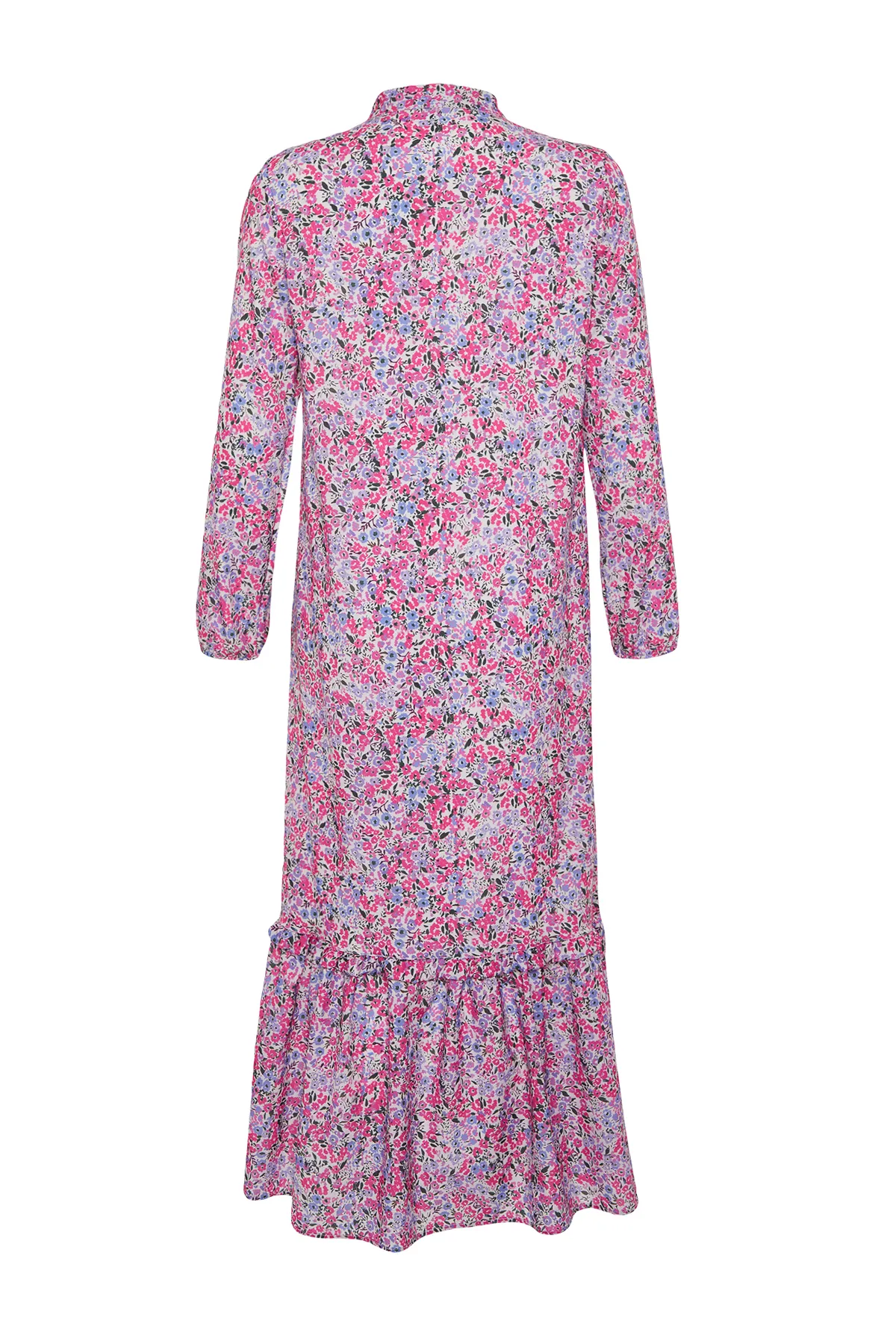 Trendyol Modest  Lilafarbenes, gewebtes Kleid mit Blumenmuster und Rüschen TCTSS21EL3353