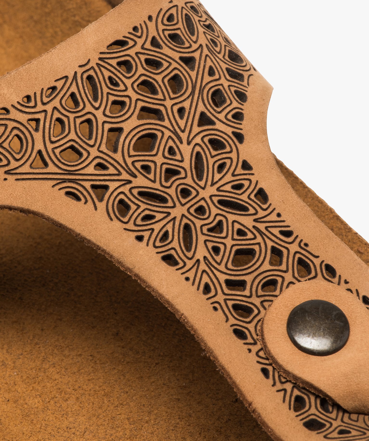 Sandales femme à entre-doigts avec bride ajourée taupe | GEMO