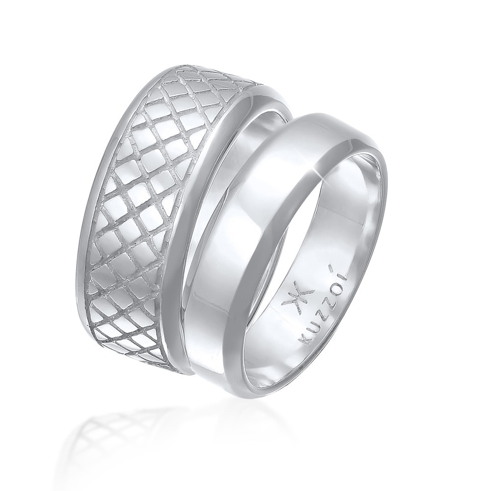 KUZZOI KUZZOI Bague Jeu de bagues pour hommes - Basic Solid Trend Oxidised en argent ste Bague