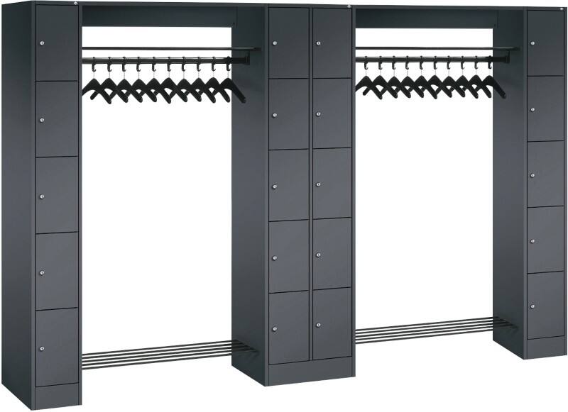 C P Serie 8070 Evolo Metall Schließfach 20 Türen Zylinderschloss 2.840 x 480 x 1.950 mm Schwarz 80730-20 S10016