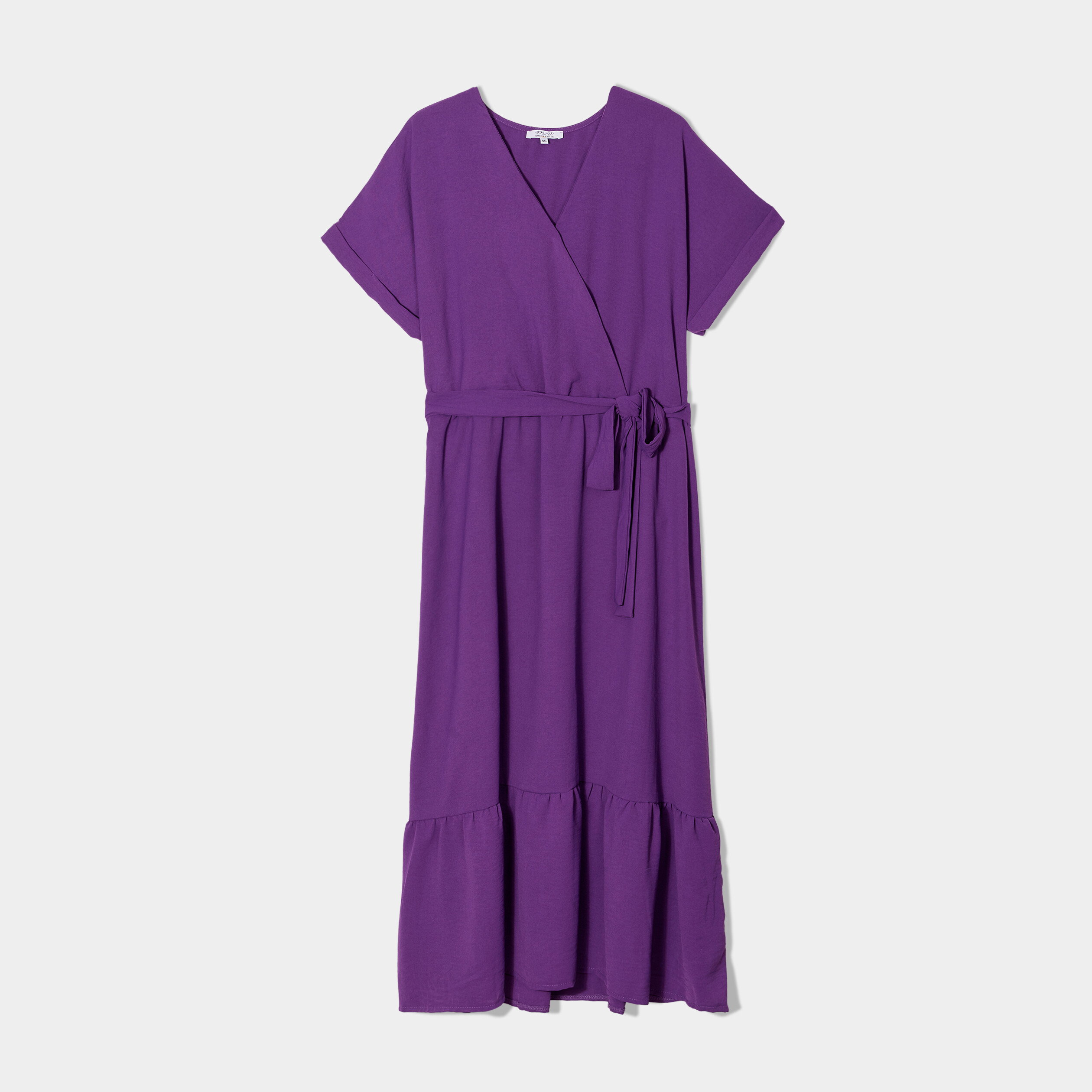 Robe cache-coeur évasée ceinturée violet femme | La Halle