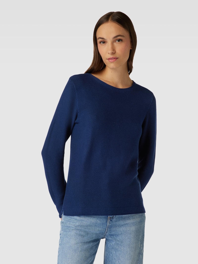 Strickpullover mit Rundhalsausschnitt in bleu