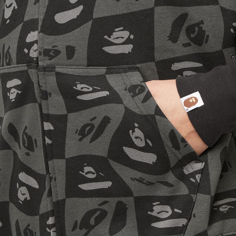 A Bathing Ape Bape Distortion Shark Relaxed Fit Full Zip Hoodie M black