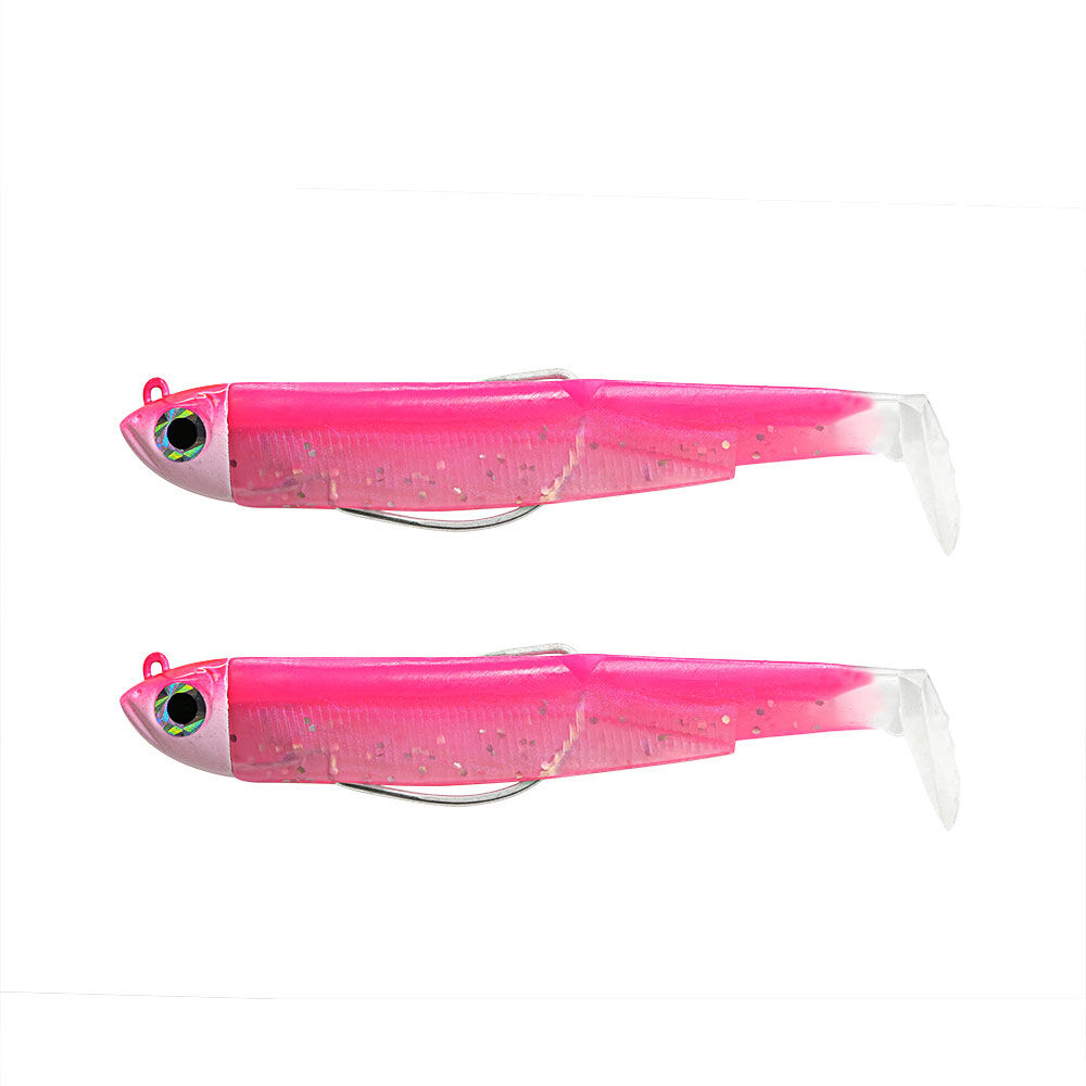 Fiiish tuplayhdistelmäpehmoviehe (2 valmiiksi sidottua viehettä) Black Minnow 90 Shore 9cm 5g