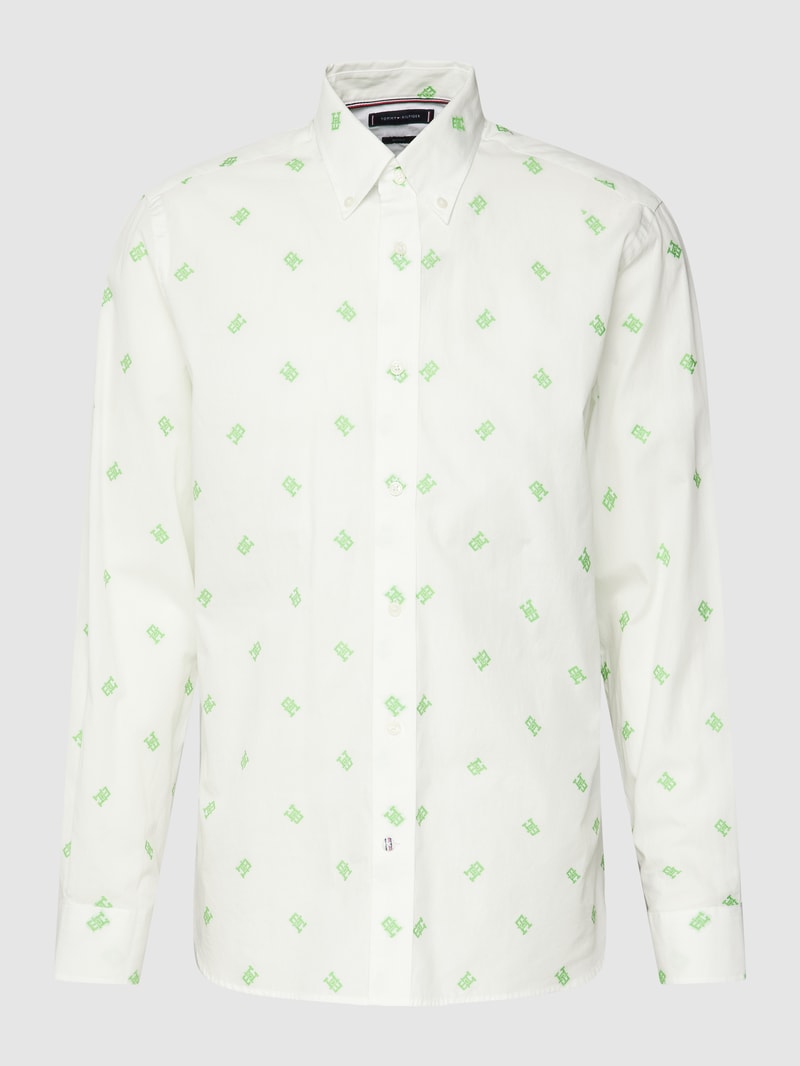 Freizeithemd mit Button-Down-Kragen Modell 'SPACED OUT MONOGRAM' in ecru