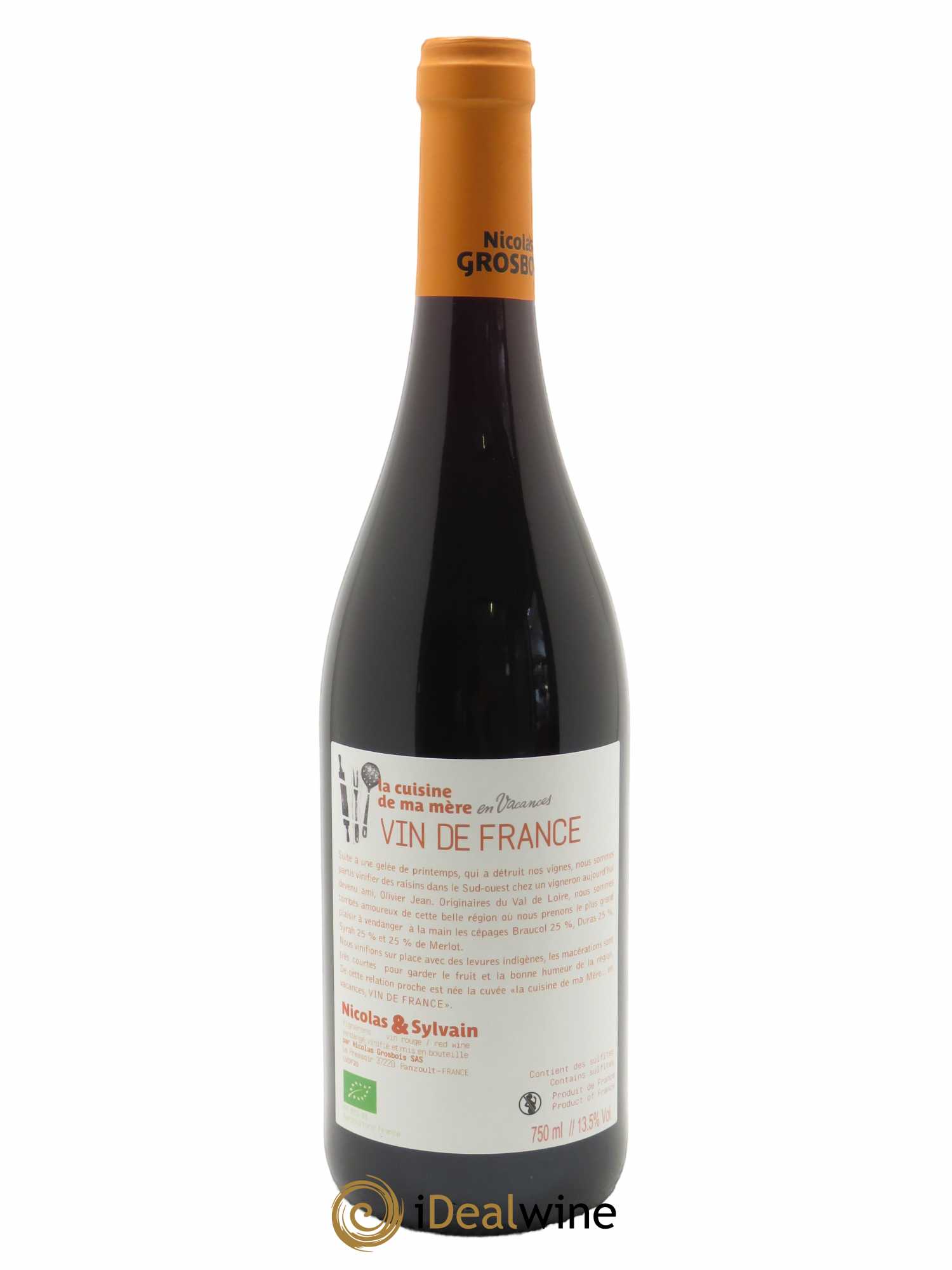 Vin de France La Cuisine de ma Mère en Vacances à Gaillac Grosbois (Domaine)  2020 - Lot de 1 Bouteille