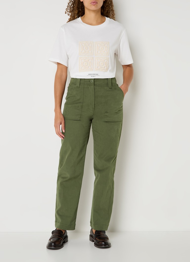 Pantaloni chino MaxMara Ottobre, cu croială dreaptă, cu talie înaltă și buzunare laterale.