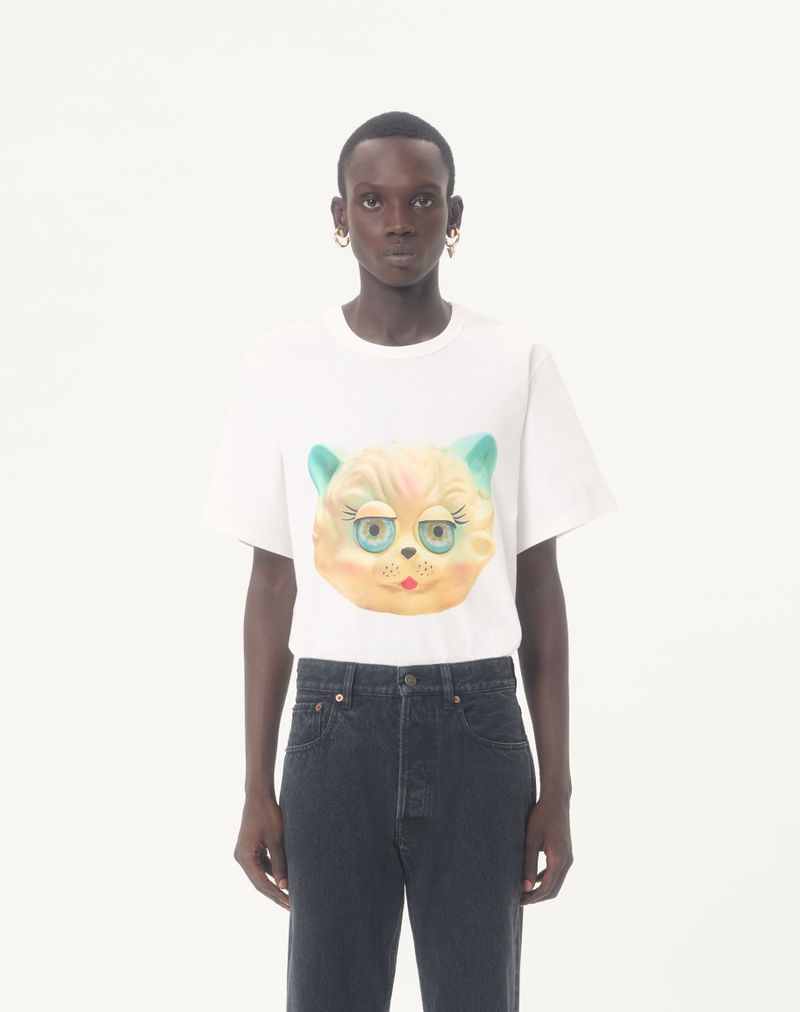 Valentino Bomuld T-Shirt med Le Chat De La Maison Print