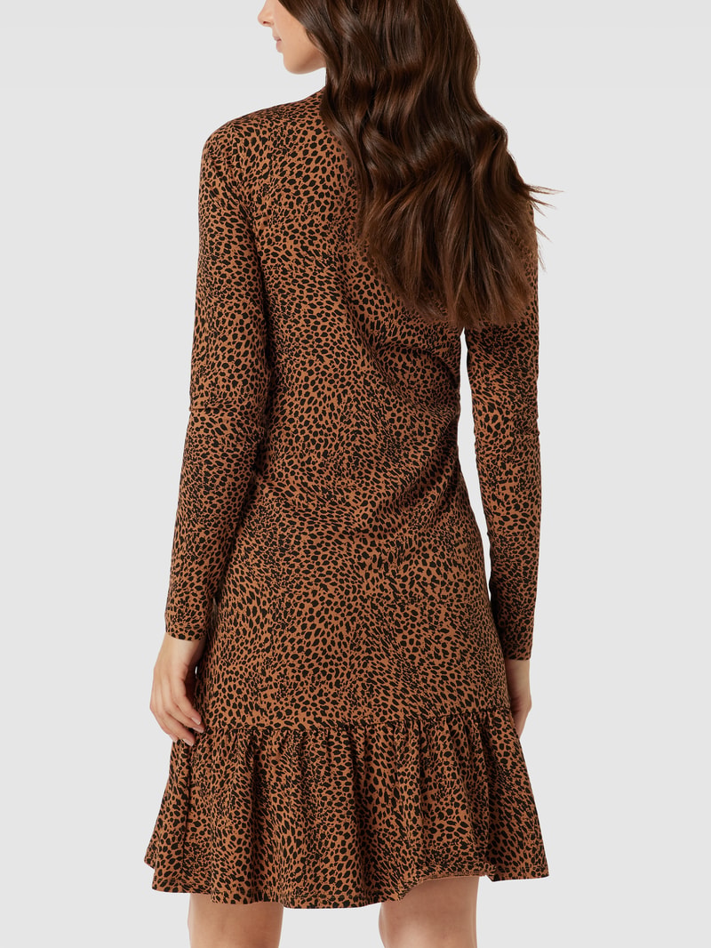Umstands-Kleid in Knielänge mit Allover-Muster in hellbraun