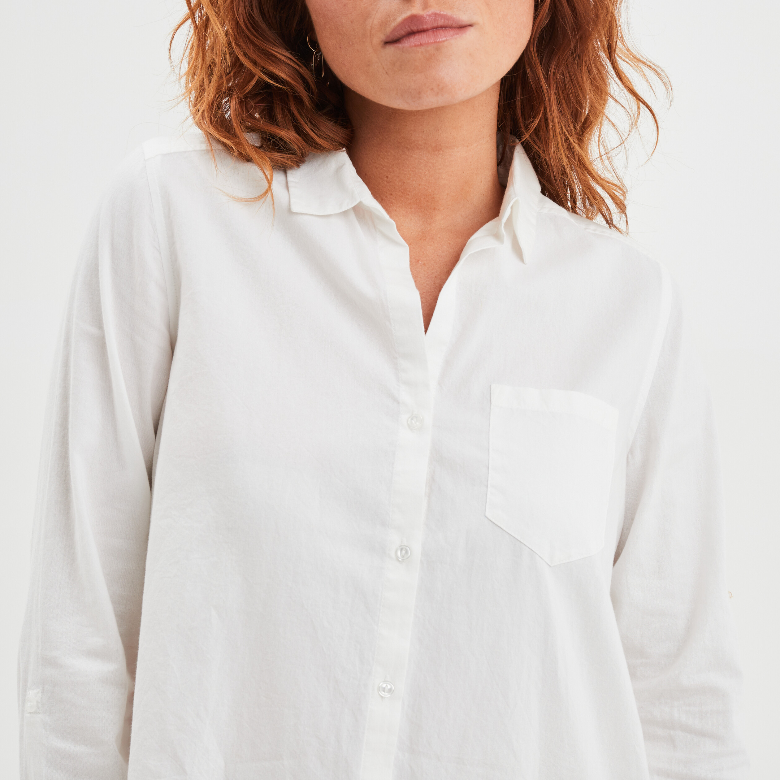 Chemise manches longues en coton blanc femme | La Halle