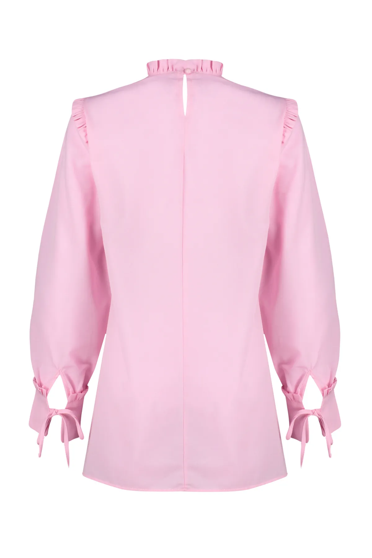 Trendyol Modest  Rosa Tunika aus gewebter Baumwolle mit Rüschen an Schultern und Manschetten TCTSS23UK00083