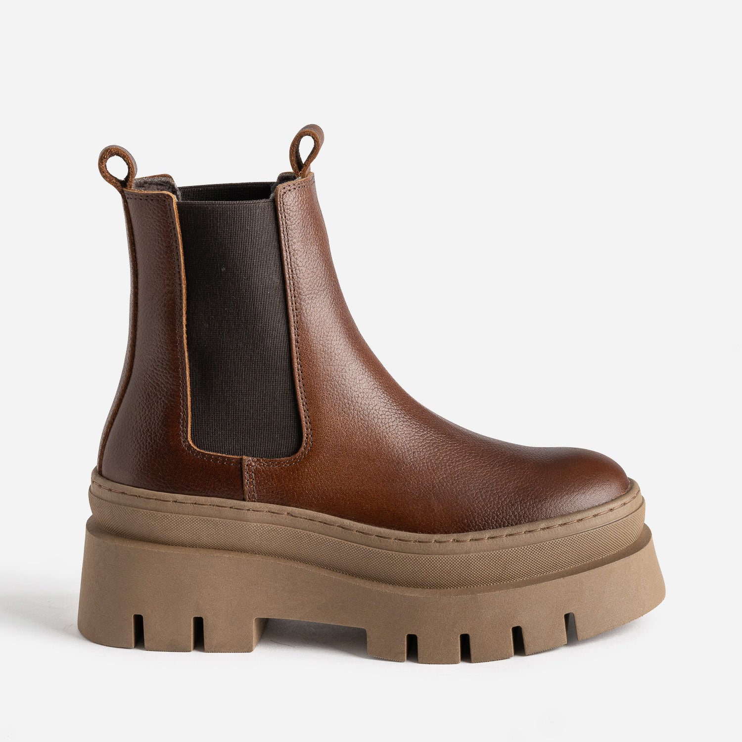 Chelsea boots TEXTO marron cuir éco-conçu maxi crans