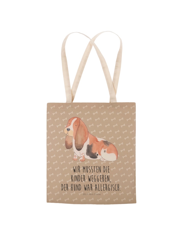 Mr. & Mrs. Panda Einkaufstasche Hund Basset Hound mit Spruch in Hundeglück günstig kaufen onesize