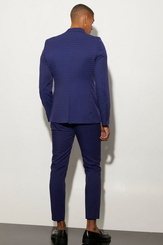 Skinny Anzugjacke mit Hahnentritt-Print
